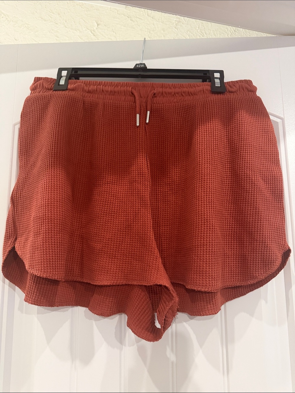 Zara Waffle Knit Drawstring Shorts - Rust
